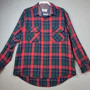 Vintage Sears Roebuck Mens Tall XL Plaid Flannel Shirt Button‎ Up Long Sleeve